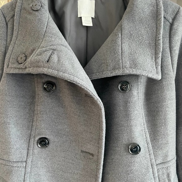 Women's H&M Gray Belted Peacoat Size 4 - Picture 7 of 8